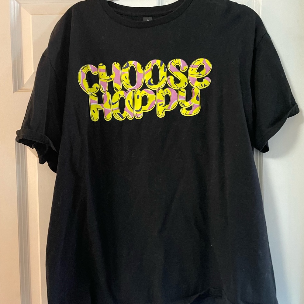 Black T-Shirt with Choose Happy Graphic